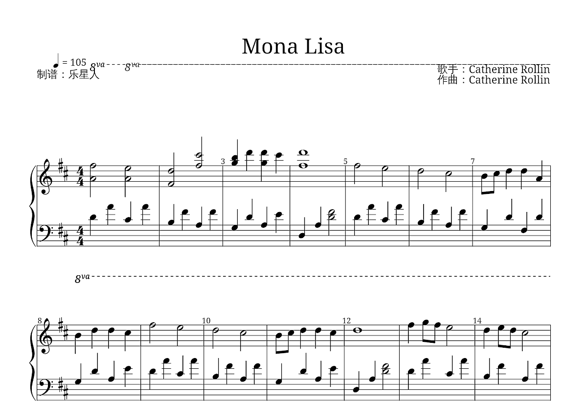 Mona Lisa五线谱预览图