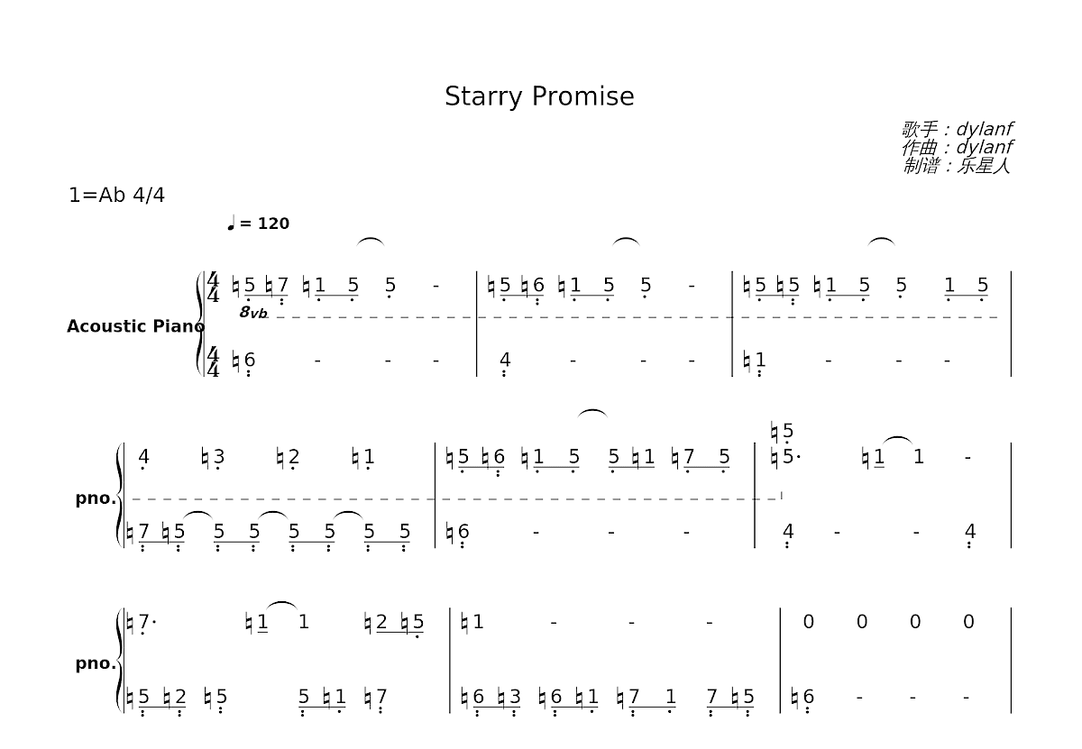 Starry Promise简谱预览图