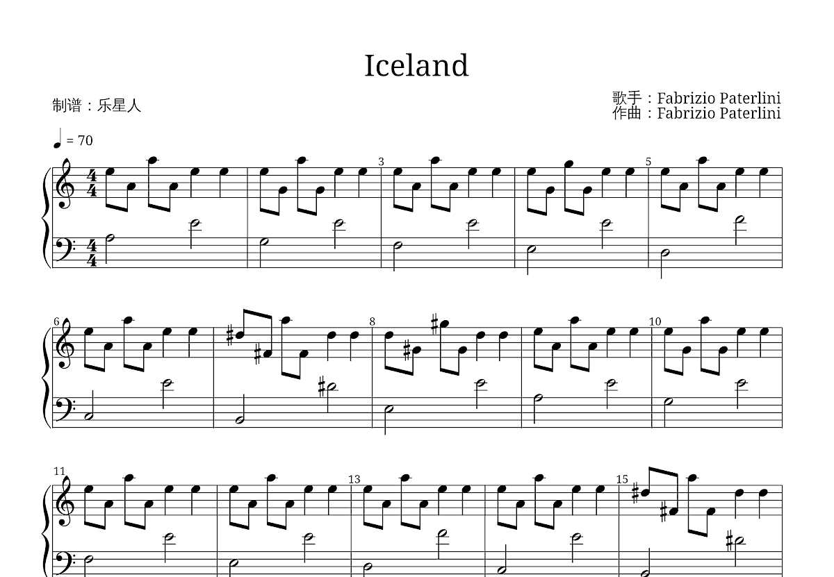 Iceland五线谱预览图