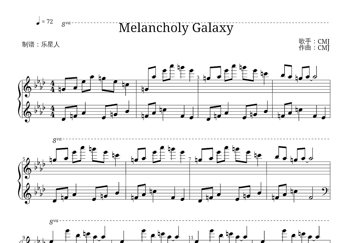 Melancholy Galaxy五线谱预览图