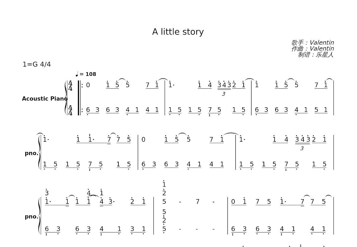 A little story简谱预览图