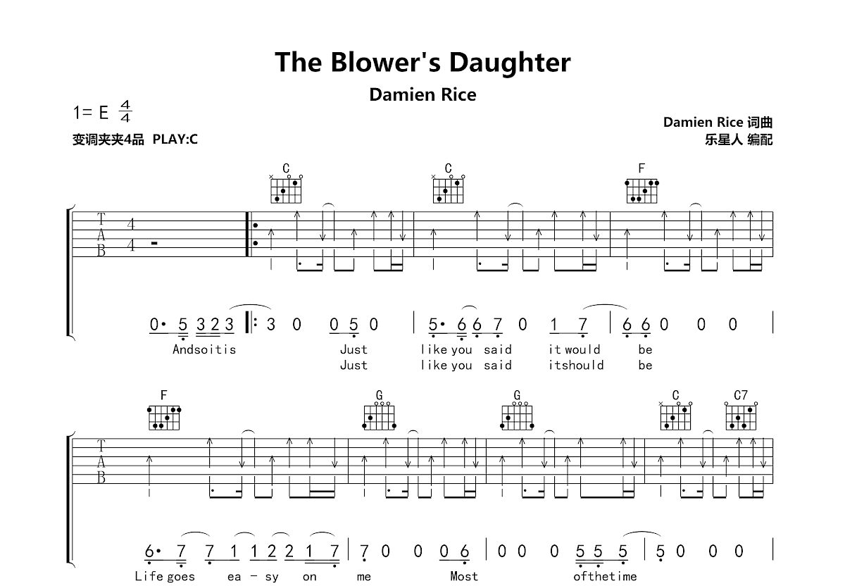 The Blower's Daughter吉他谱预览图