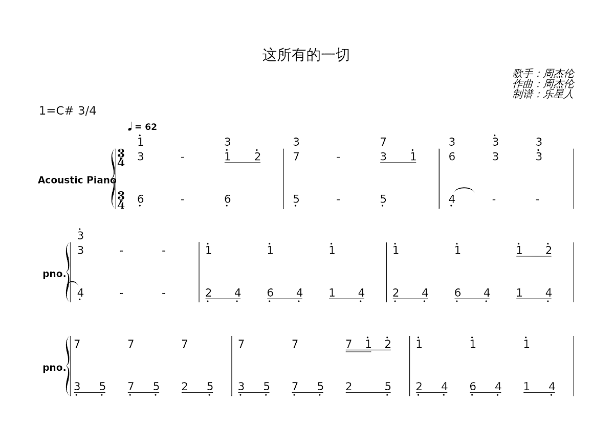 这所有的一切简谱预览图