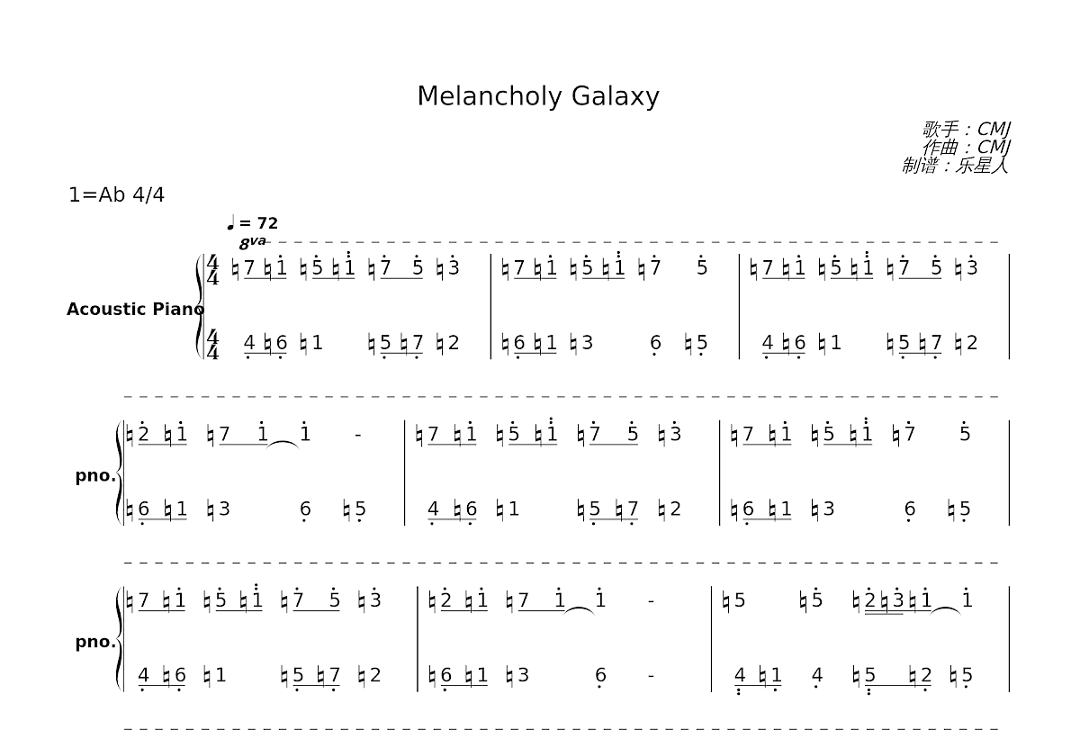 Melancholy Galaxy简谱预览图