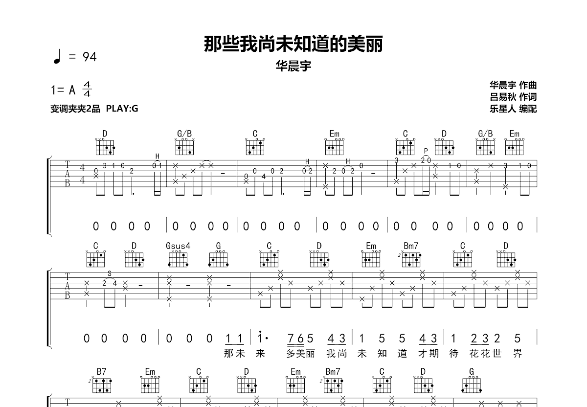 那些我尚未知道的美丽吉他谱预览图