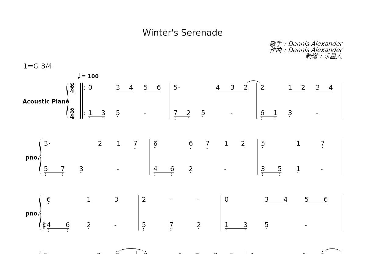 Winter's Serenade简谱预览图