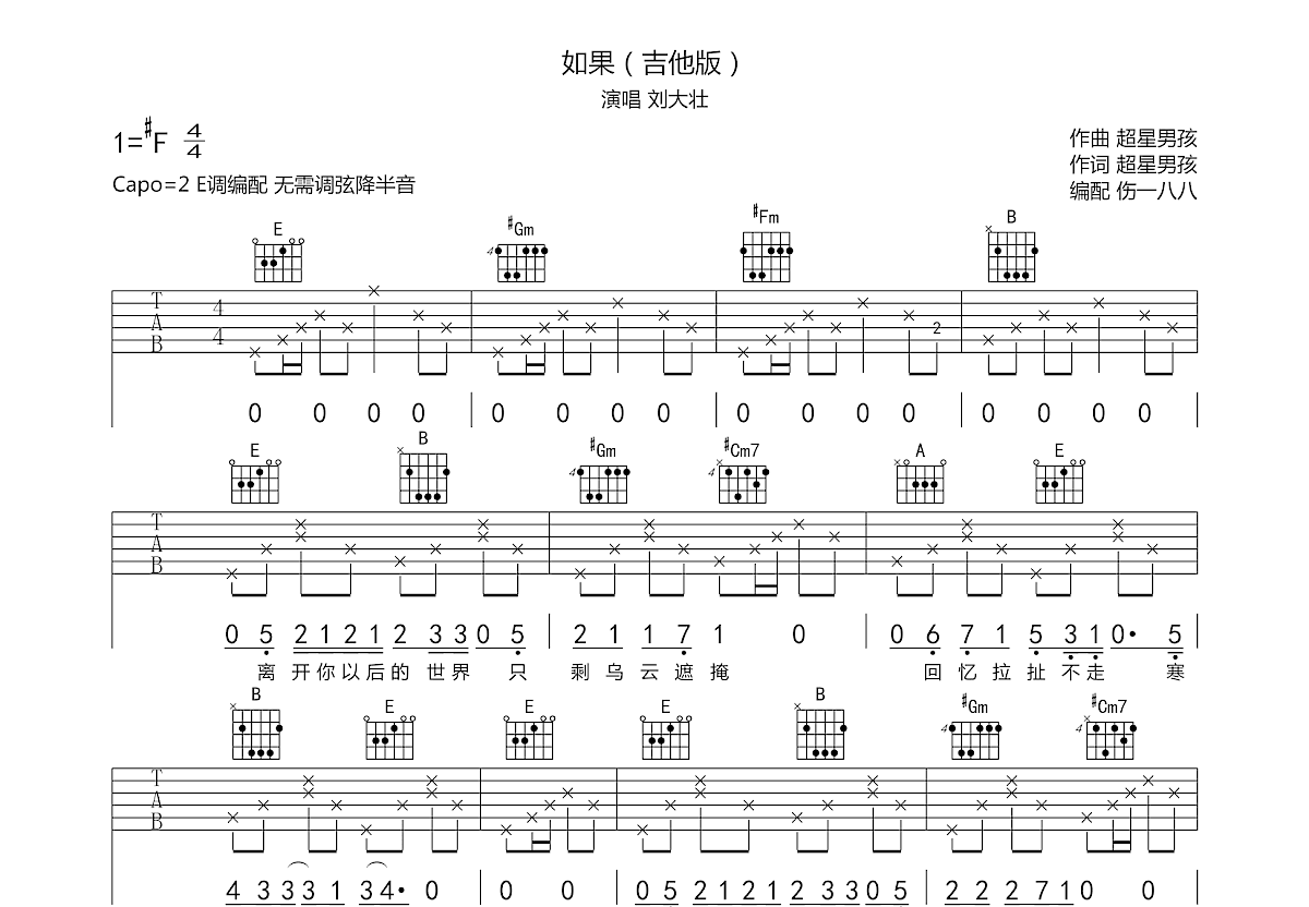 如果吉他谱预览图