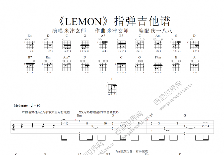 LEMON吉他谱预览图