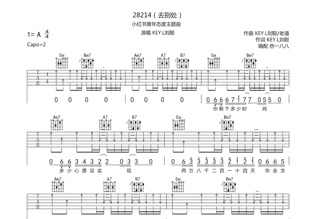 28214（去别处）吉他谱预览图