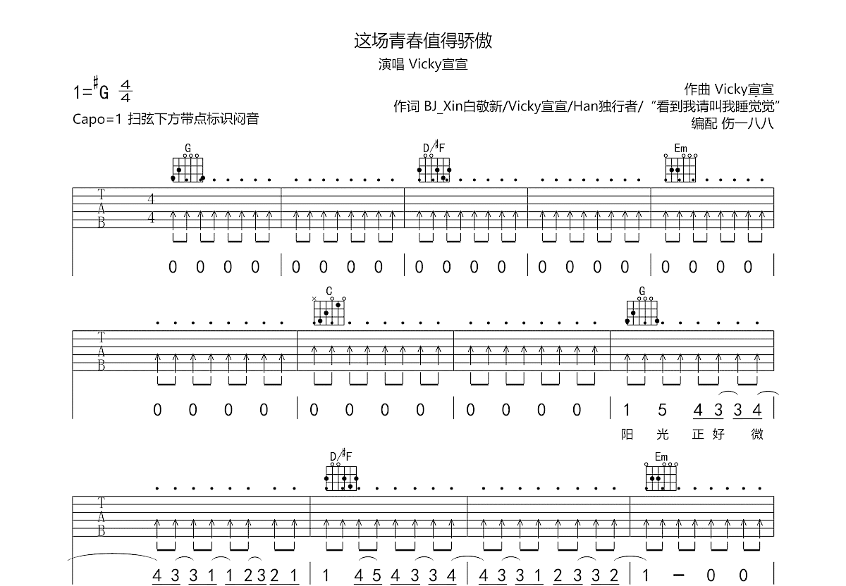 这场青春值得骄傲吉他谱预览图