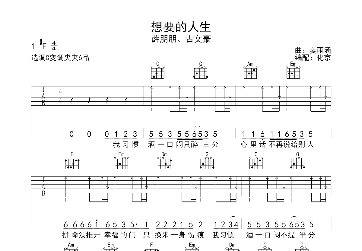 想要的人生吉他谱预览图