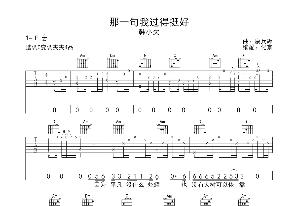 那一句我过得挺好吉他谱预览图