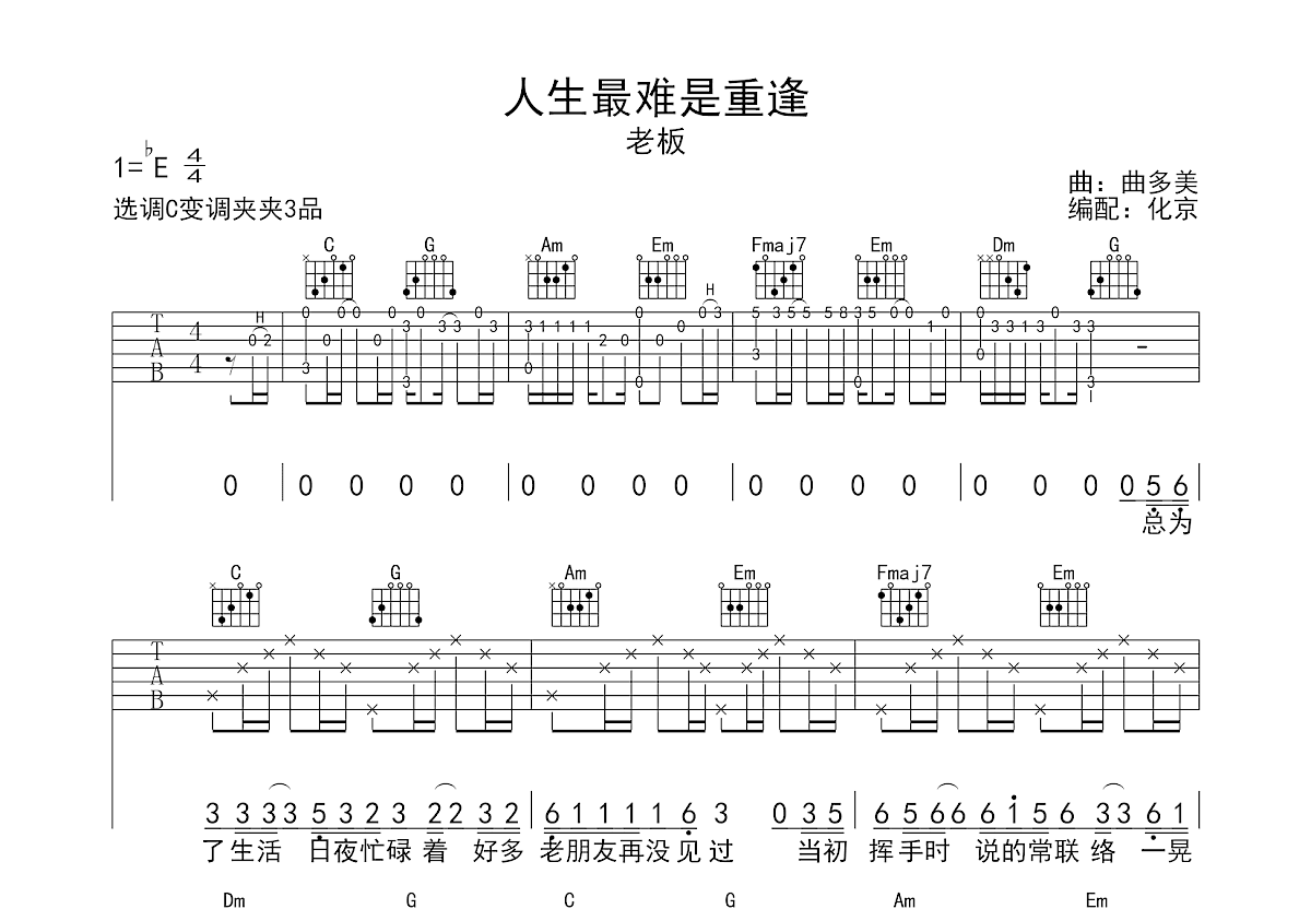 人生最难是重逢吉他谱预览图