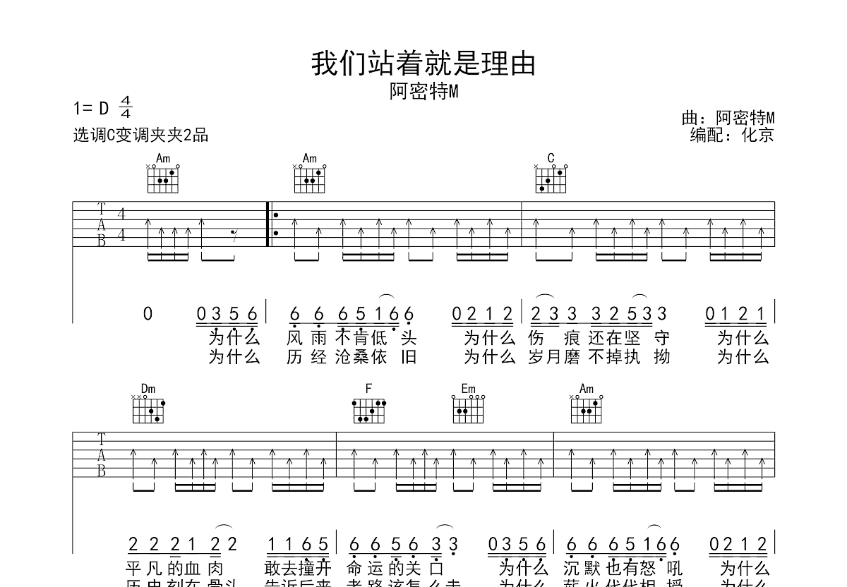 我们站着就是理由吉他谱预览图