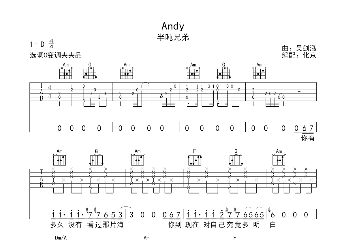 Andy吉他谱预览图