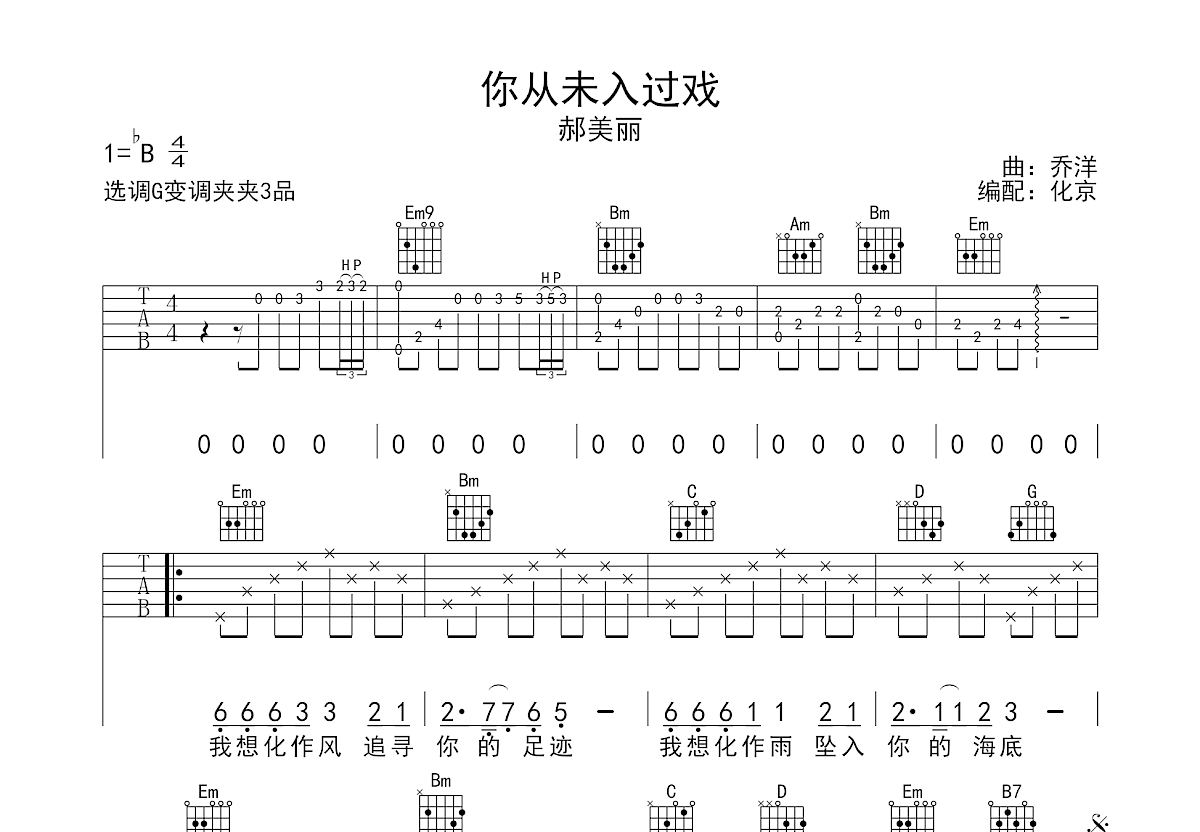 你从未入过戏吉他谱预览图