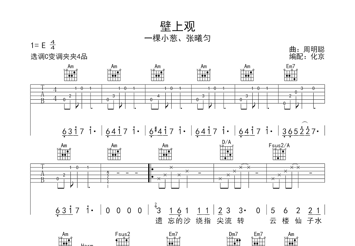 壁上观吉他谱预览图