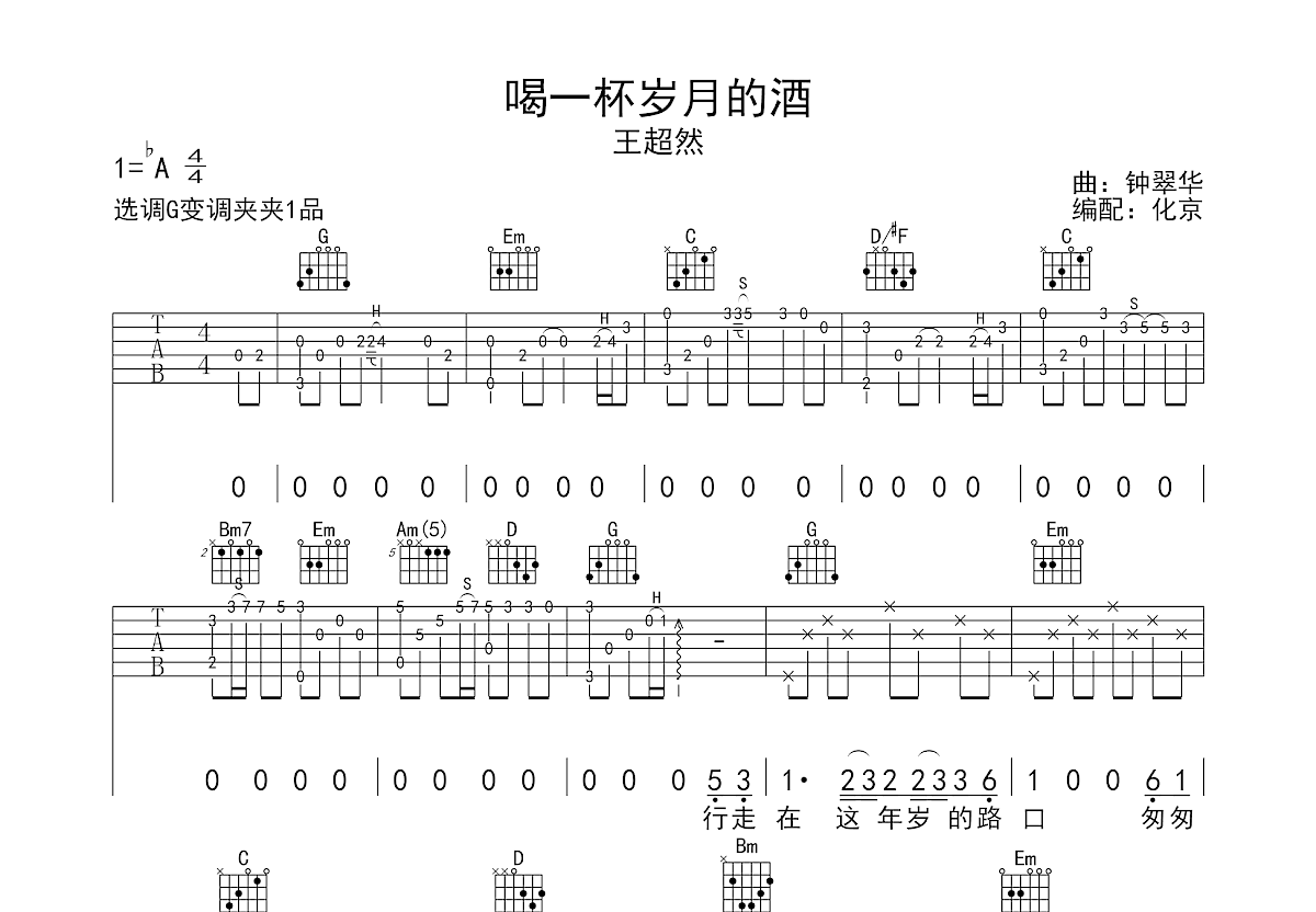 喝一杯岁月的酒吉他谱预览图