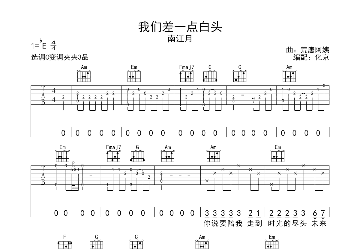 我们差一点白头吉他谱预览图