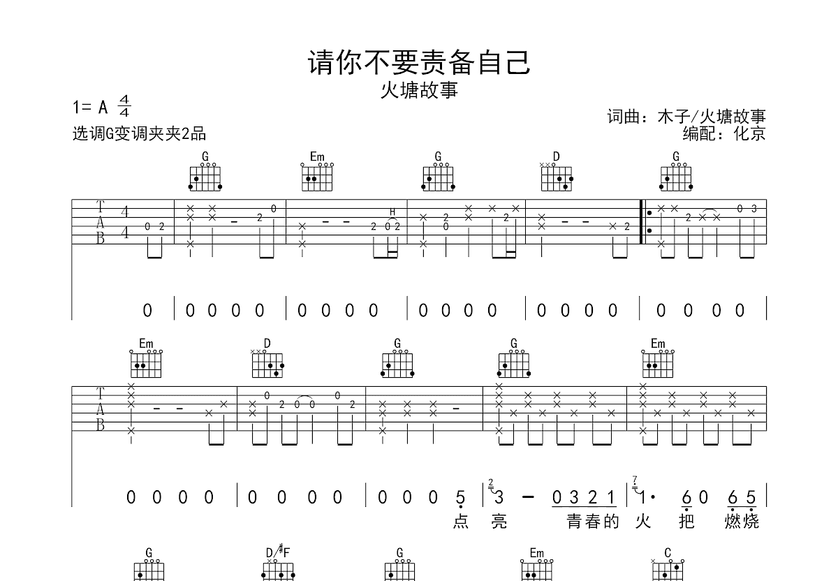 请你不要责备自己吉他谱预览图