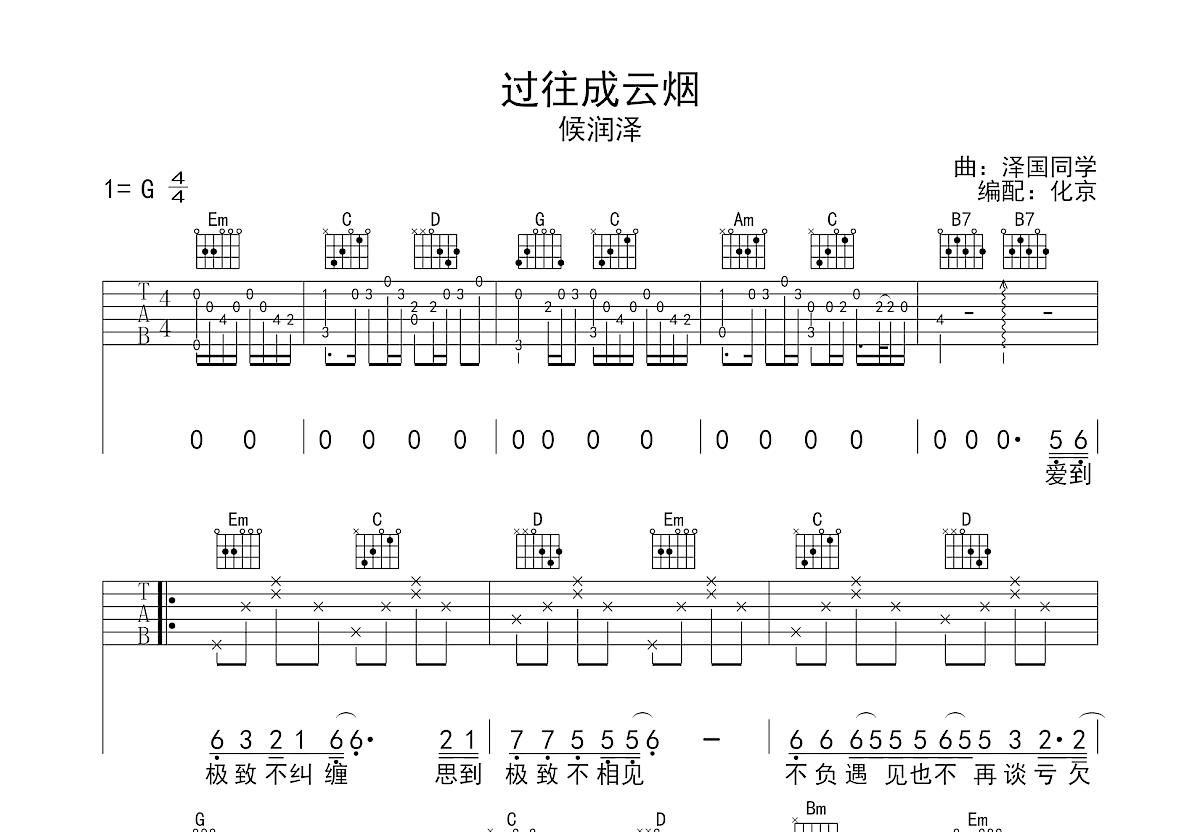 过往成云烟吉他谱预览图