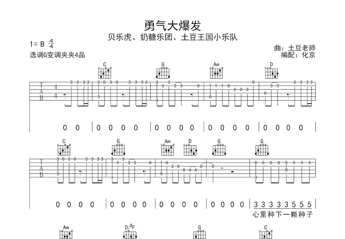 勇气大爆发吉他谱预览图