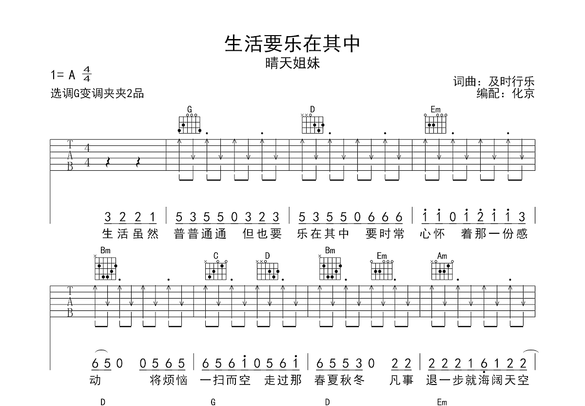 生活要乐在其中吉他谱预览图