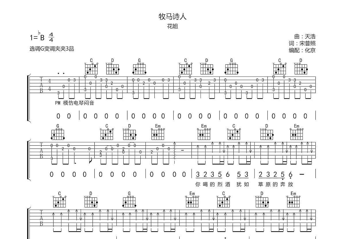 牧马诗人吉他谱预览图