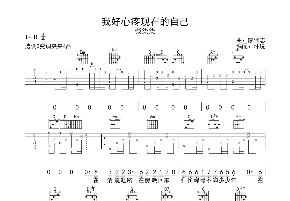 我好心疼现在的自己吉他谱预览图