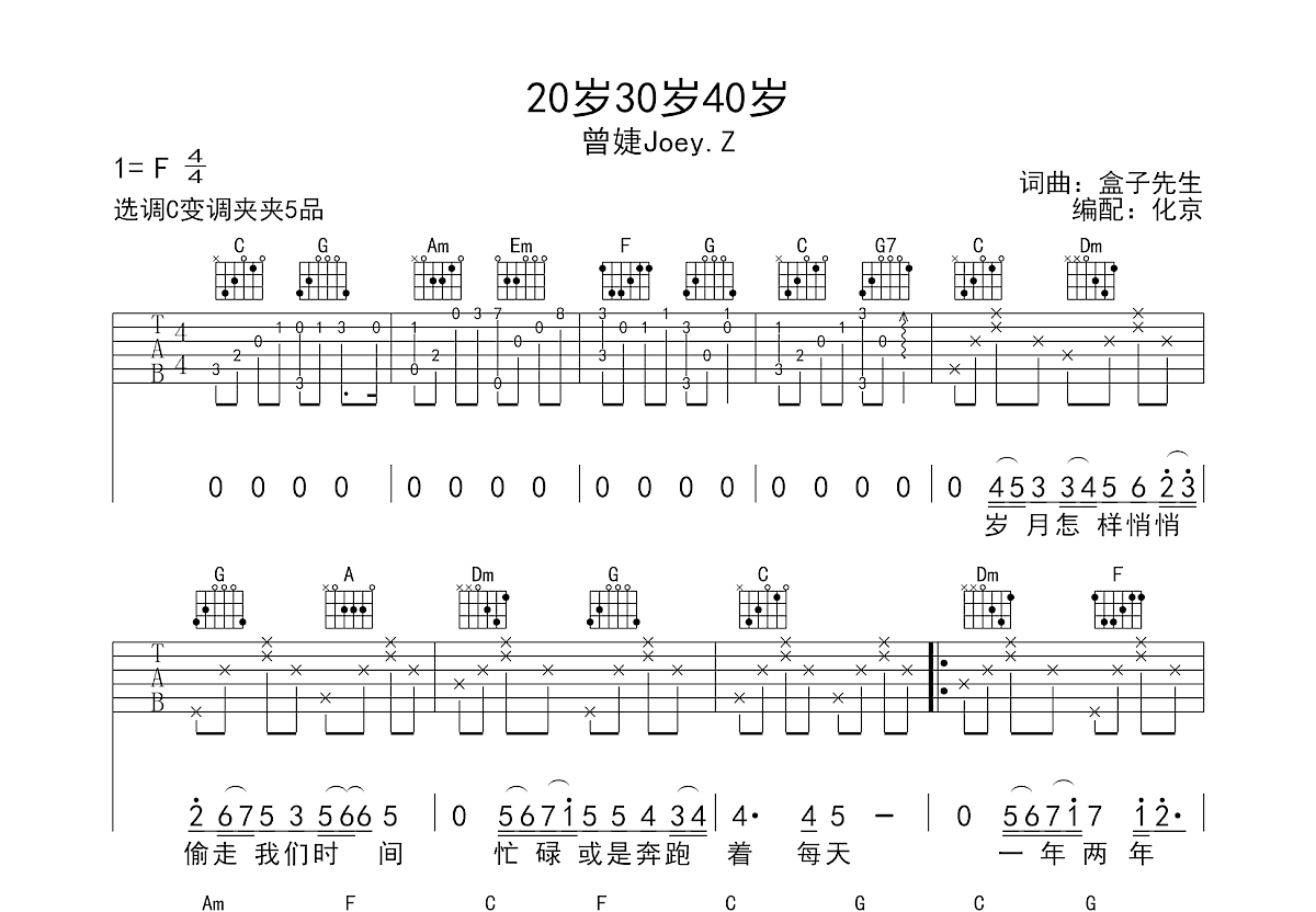 20岁30岁40岁吉他谱预览图