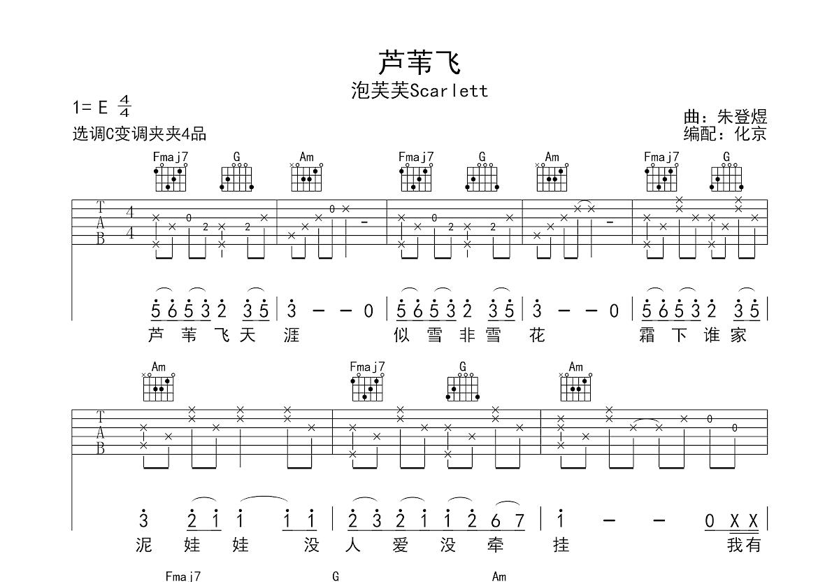 芦苇飞吉他谱预览图