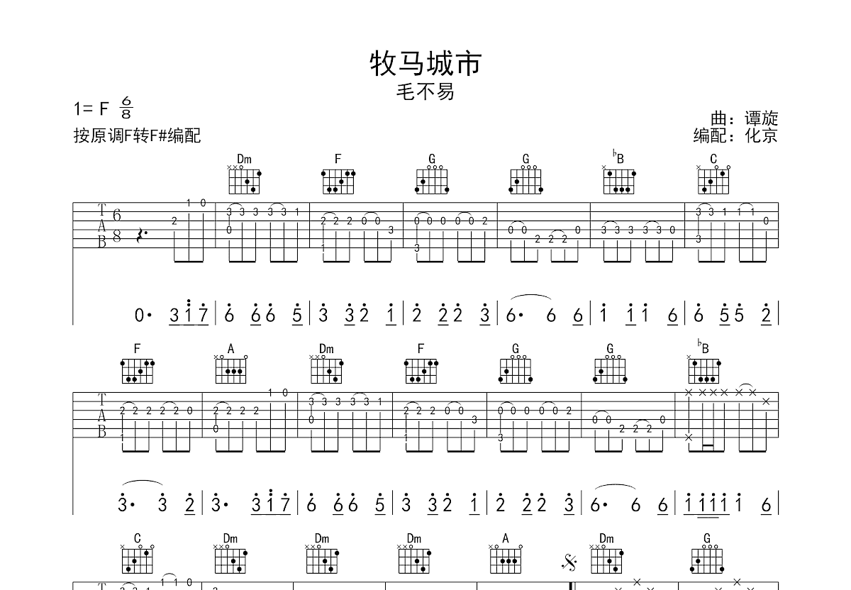 牧马城市吉他谱预览图