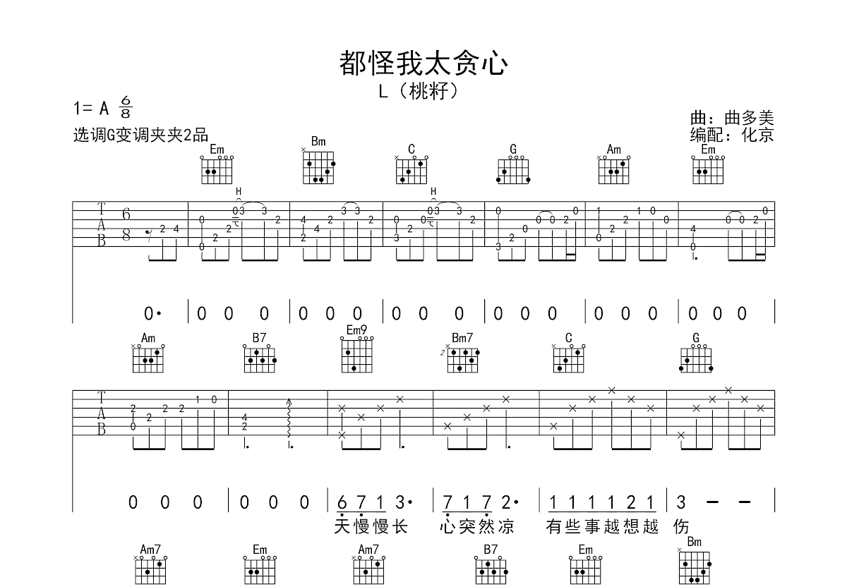 都怪我太贪心吉他谱预览图