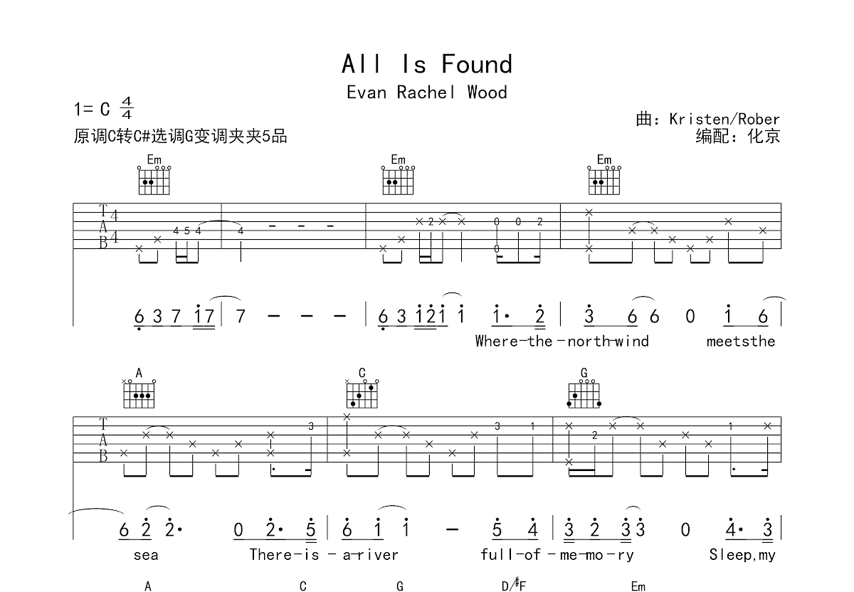 All Is Found吉他谱预览图