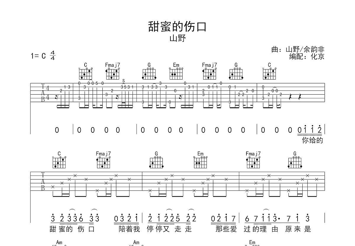 甜蜜的伤口吉他谱预览图