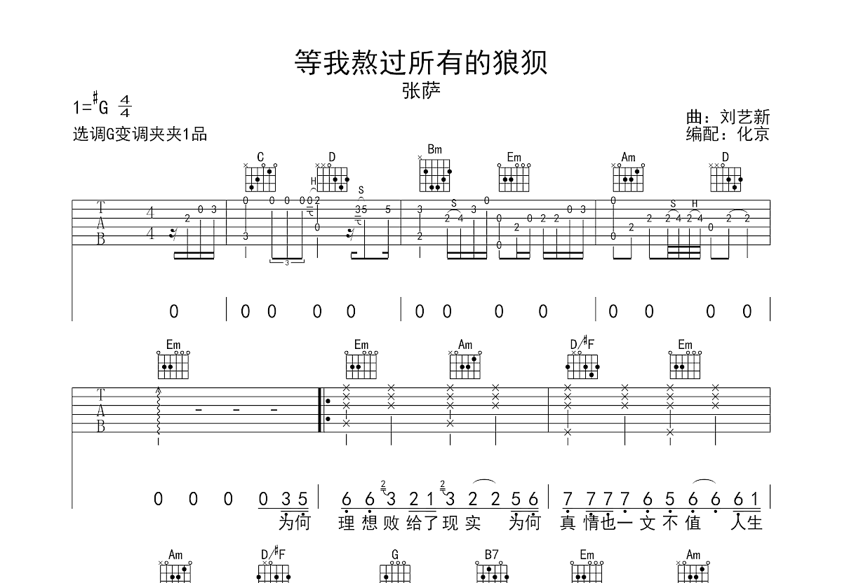 等我熬过所有的狼狈吉他谱预览图