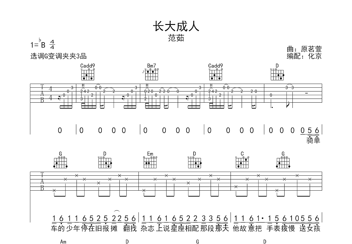 长大成人吉他谱预览图