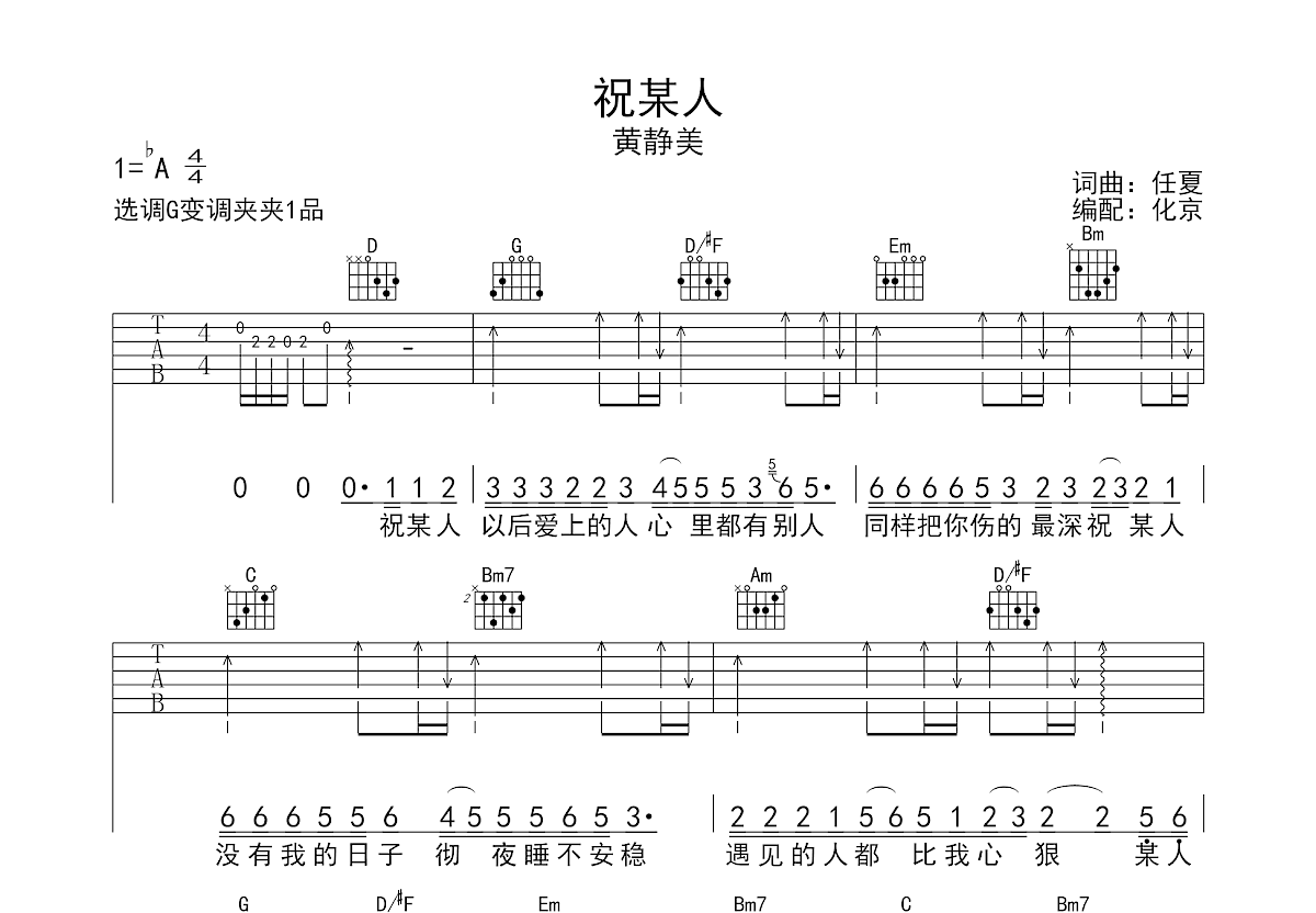 祝某人吉他谱预览图