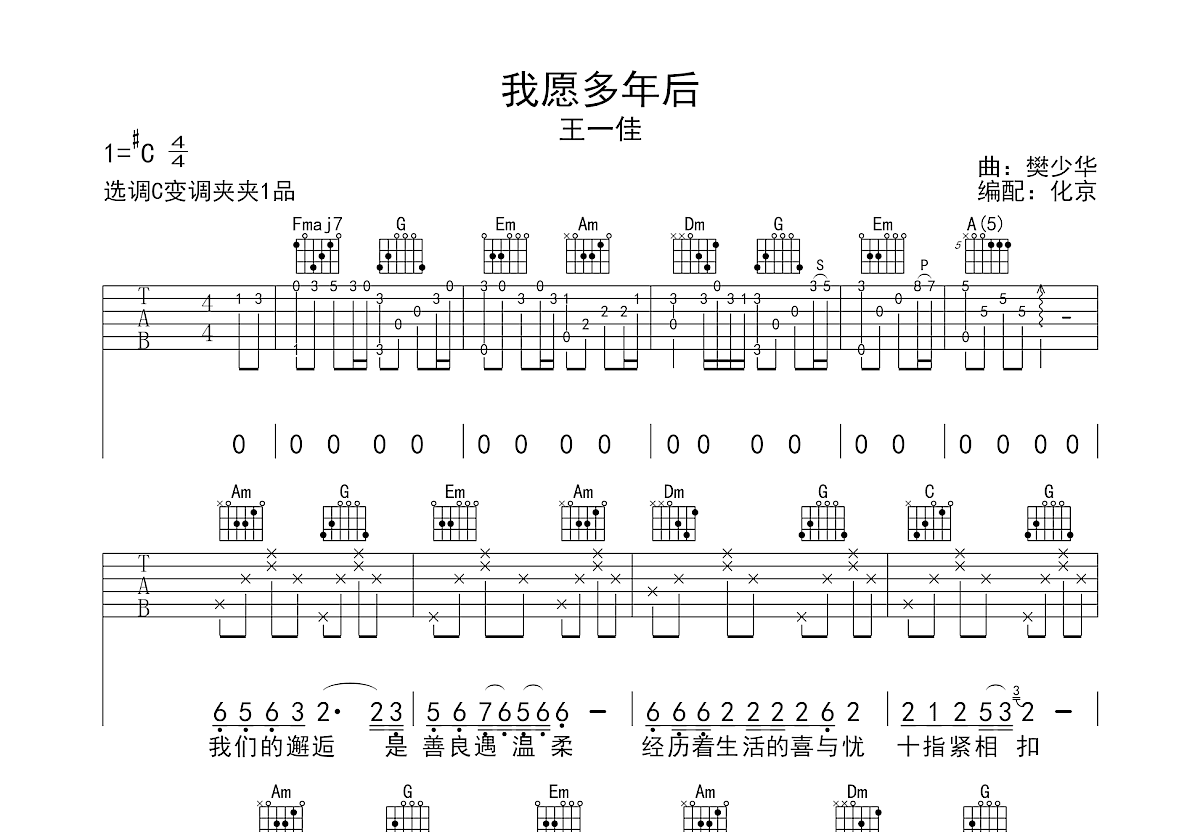 我愿多年后吉他谱预览图