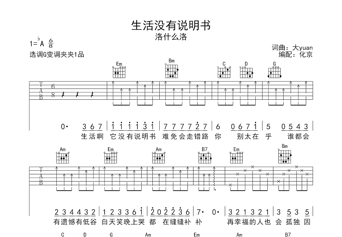 生活没有说明书吉他谱预览图