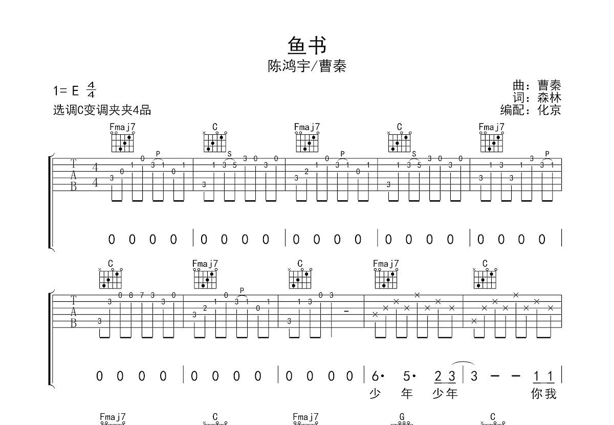 鱼书吉他谱预览图