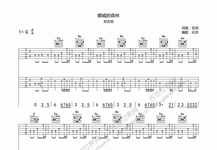 挪威的森林吉他谱预览图