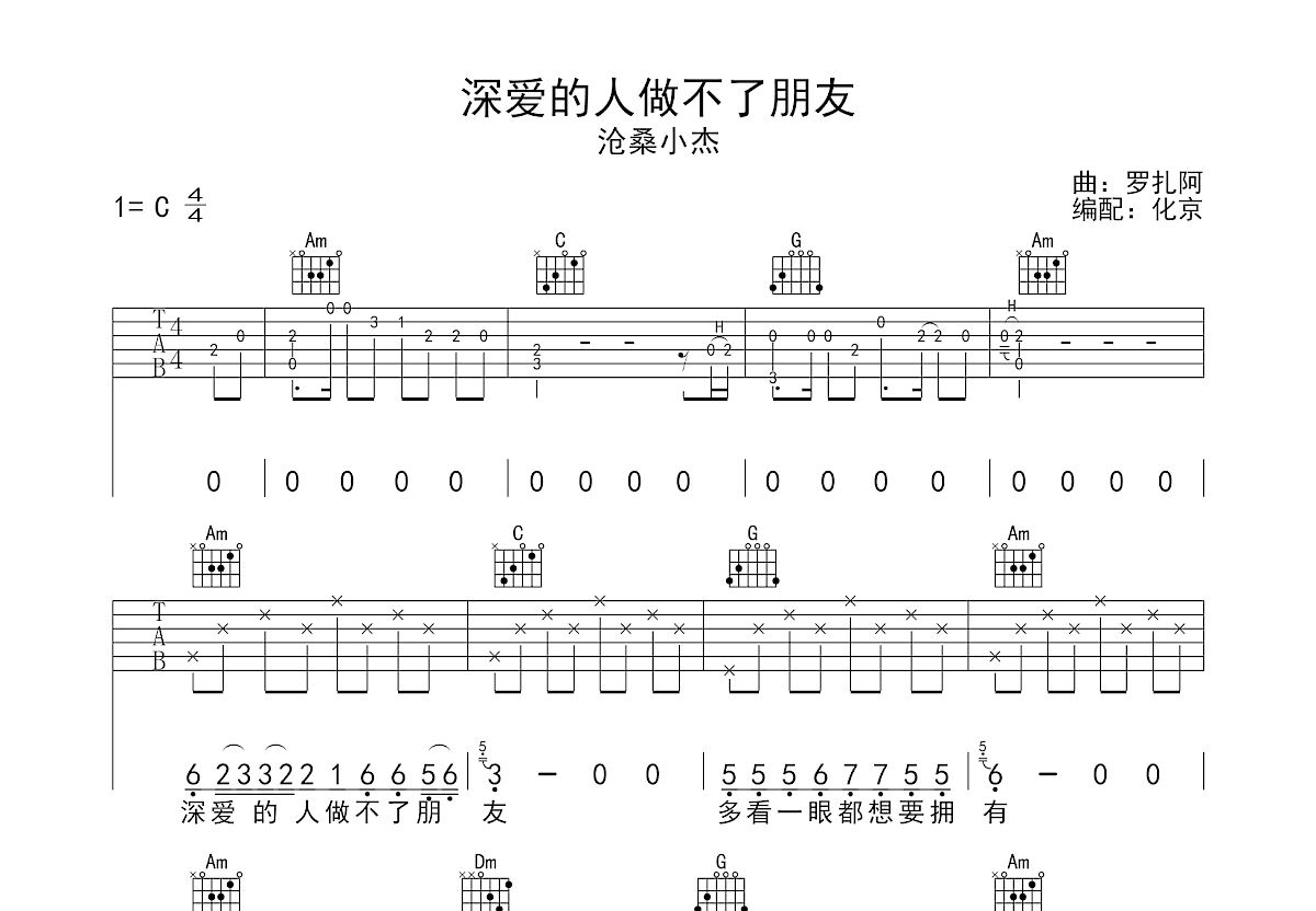 深爱的人做不了朋友吉他谱预览图