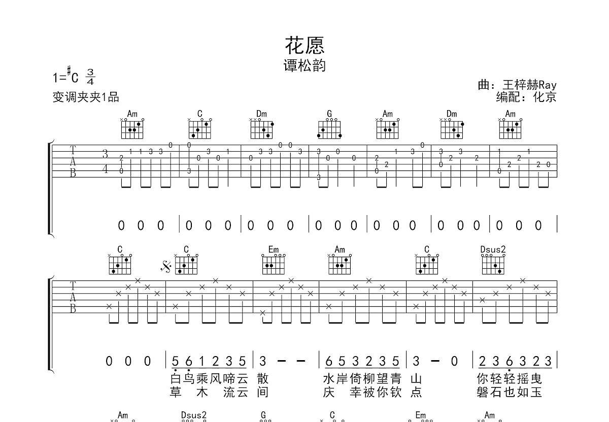 花愿吉他谱预览图