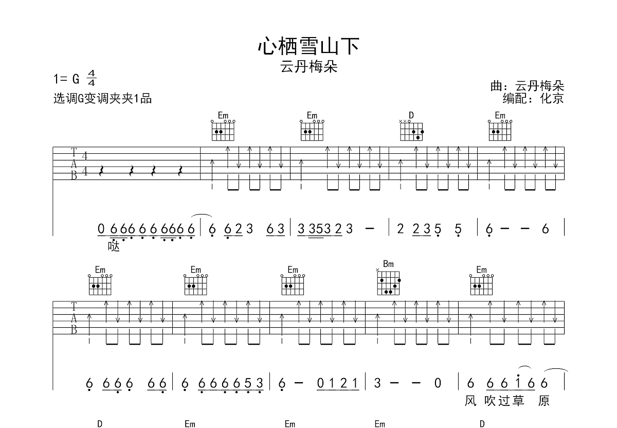心栖雪山下吉他谱预览图