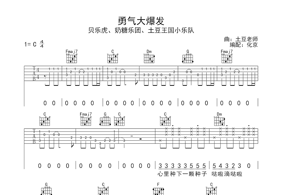 勇气大爆发吉他谱预览图