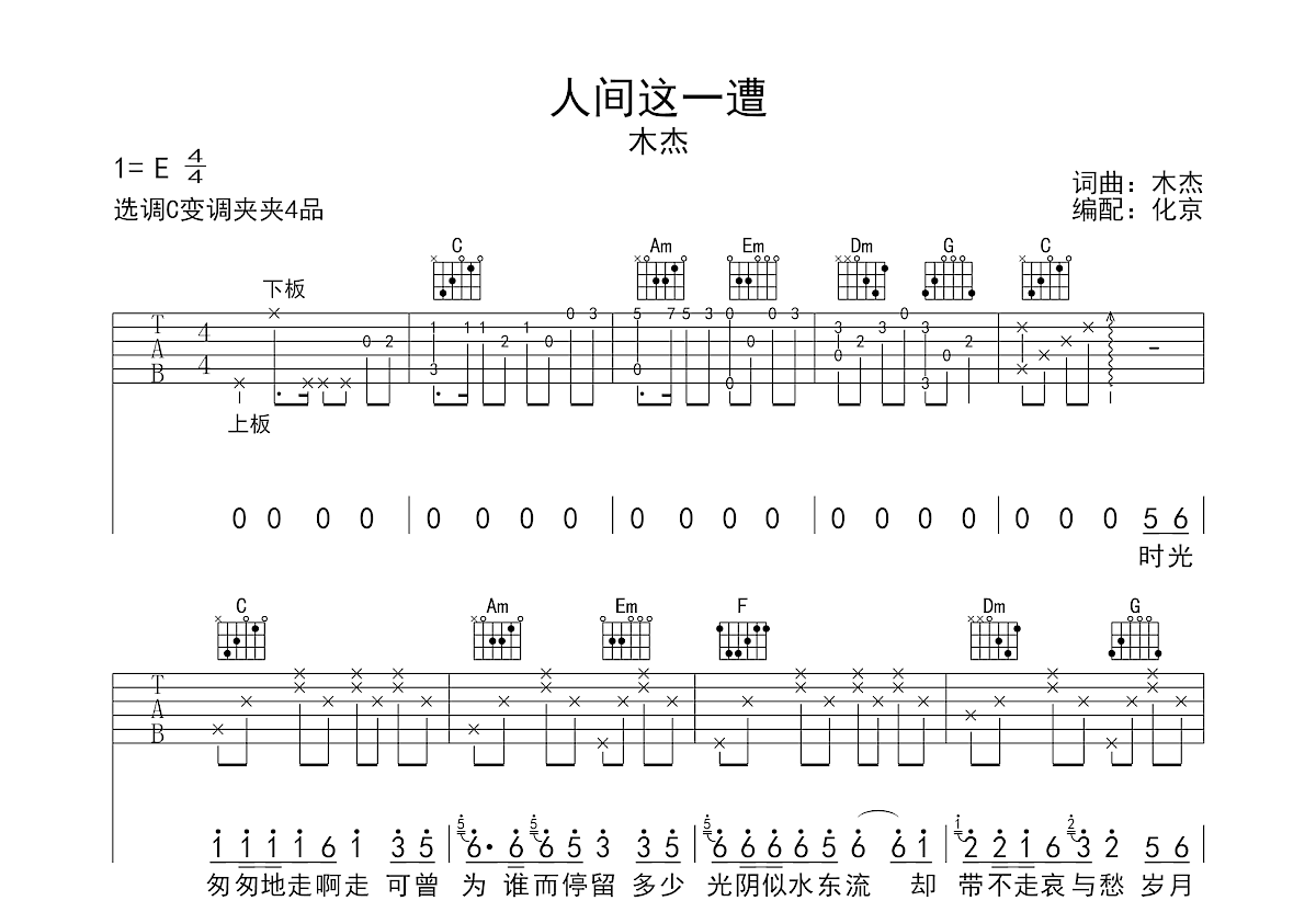 人间这一遭吉他谱预览图