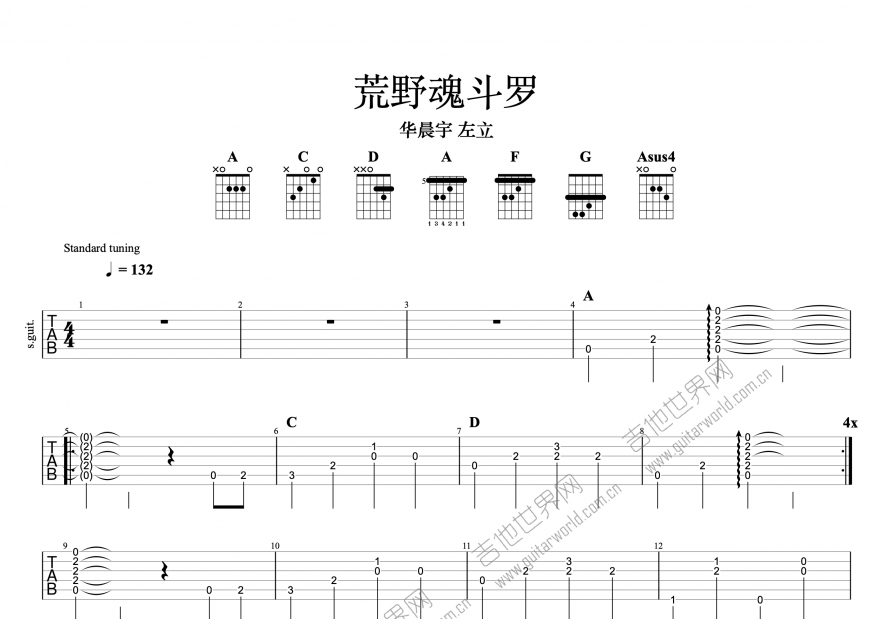 荒野魂斗罗吉他谱预览图