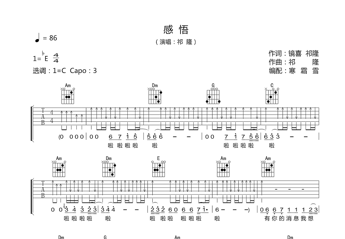 感悟吉他谱预览图