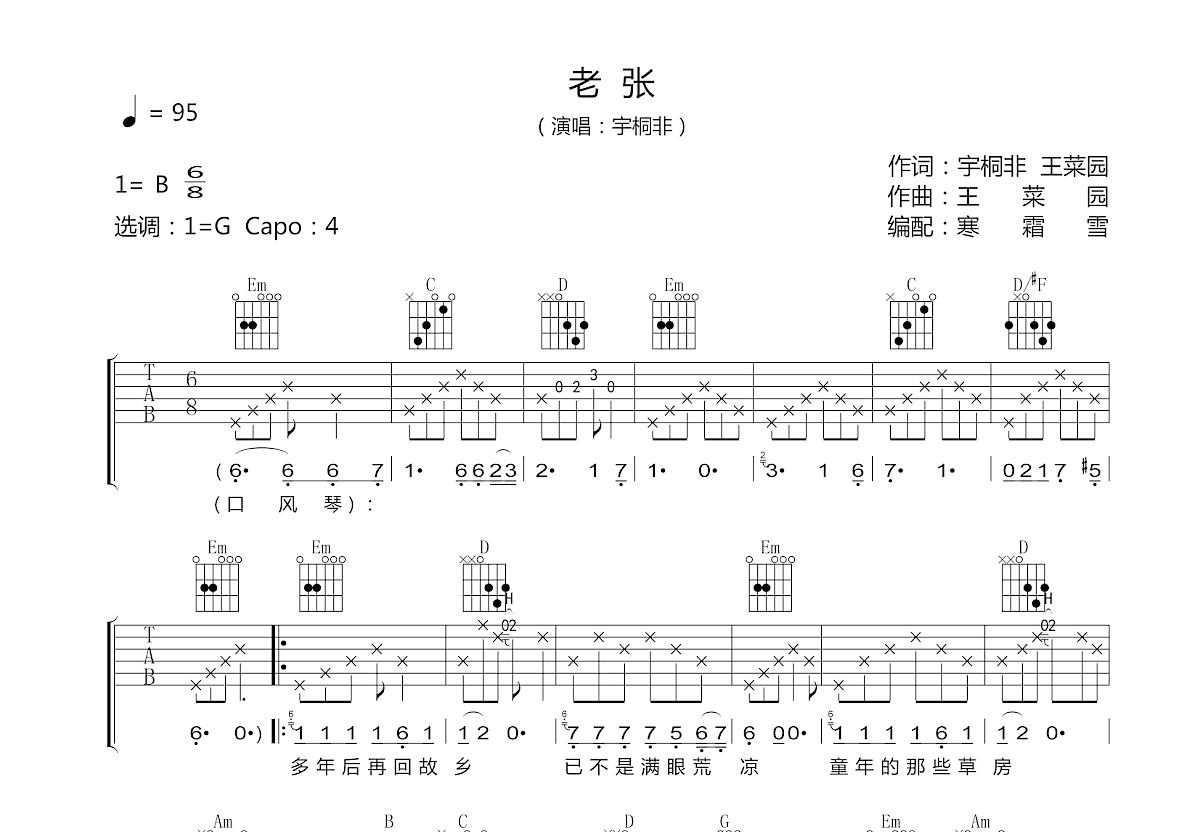 老张吉他谱预览图